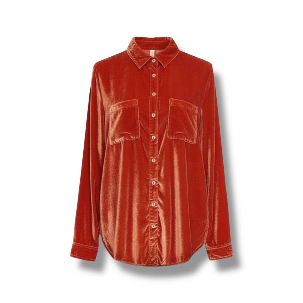 Anthropologie Pilcro Relaxed Velvet Buttondown - M